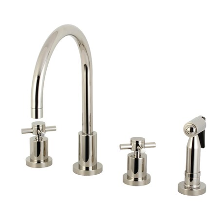 Kingston Brass KS8726DXBS Concord 8" Widespread Kitchen Faucet W/ Brass Sprayer, Nickl KS8726DXBS
